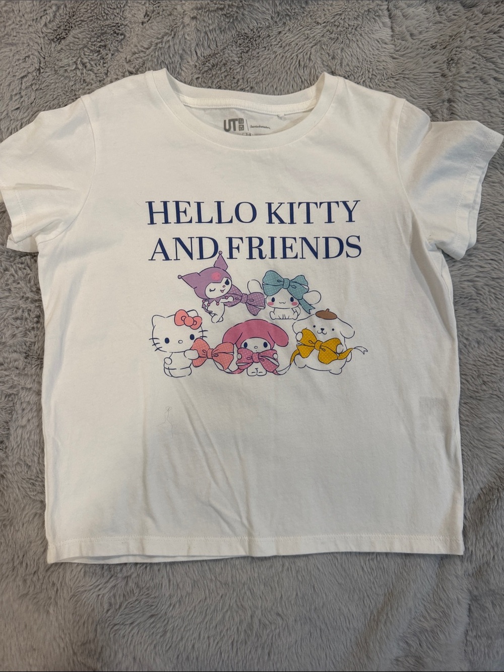 Uniqlo White Hello Kitty and Friends Graphic Tee - Pastel Characters